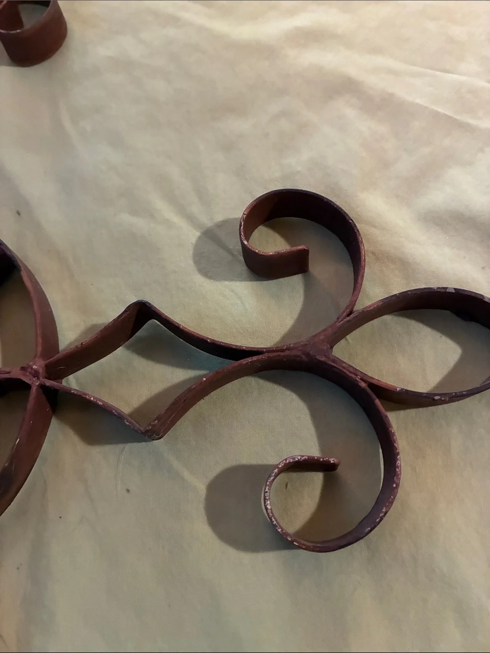 Rust Red Scrollwork Metal Wall Cross - Unbranded